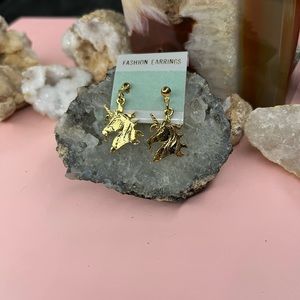 Fashion Earring stud gold unicorns
